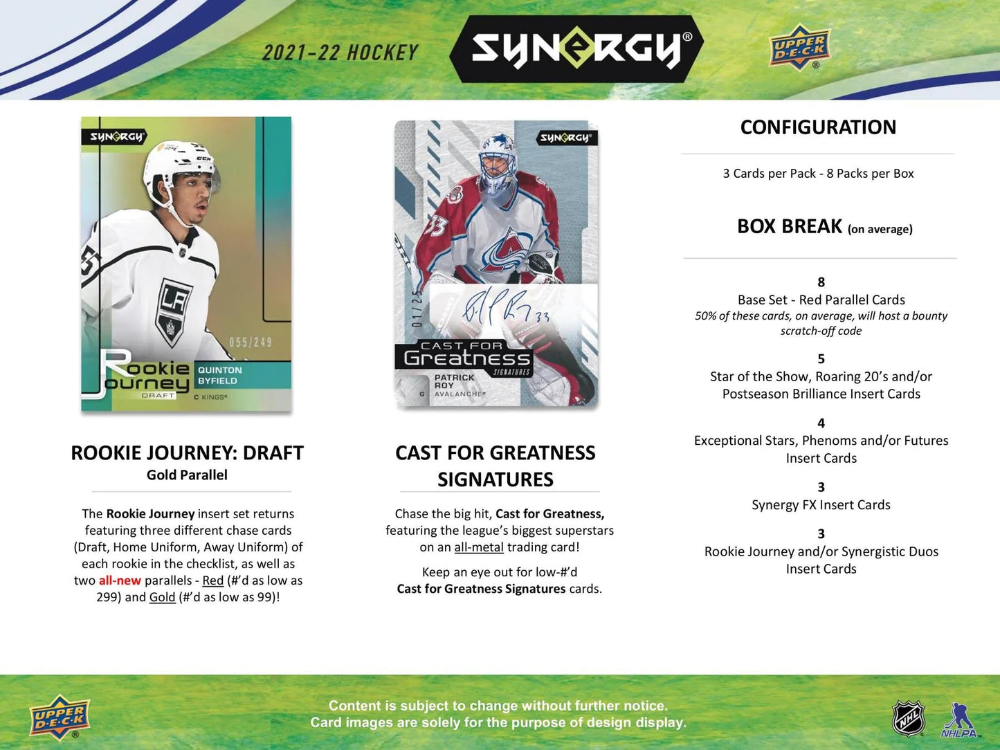 2021 - 22 Upper Deck Synergy Hockey Hobby Box - Columbia Hobby - Sports Card Boxes - Toploaders - Card Savers