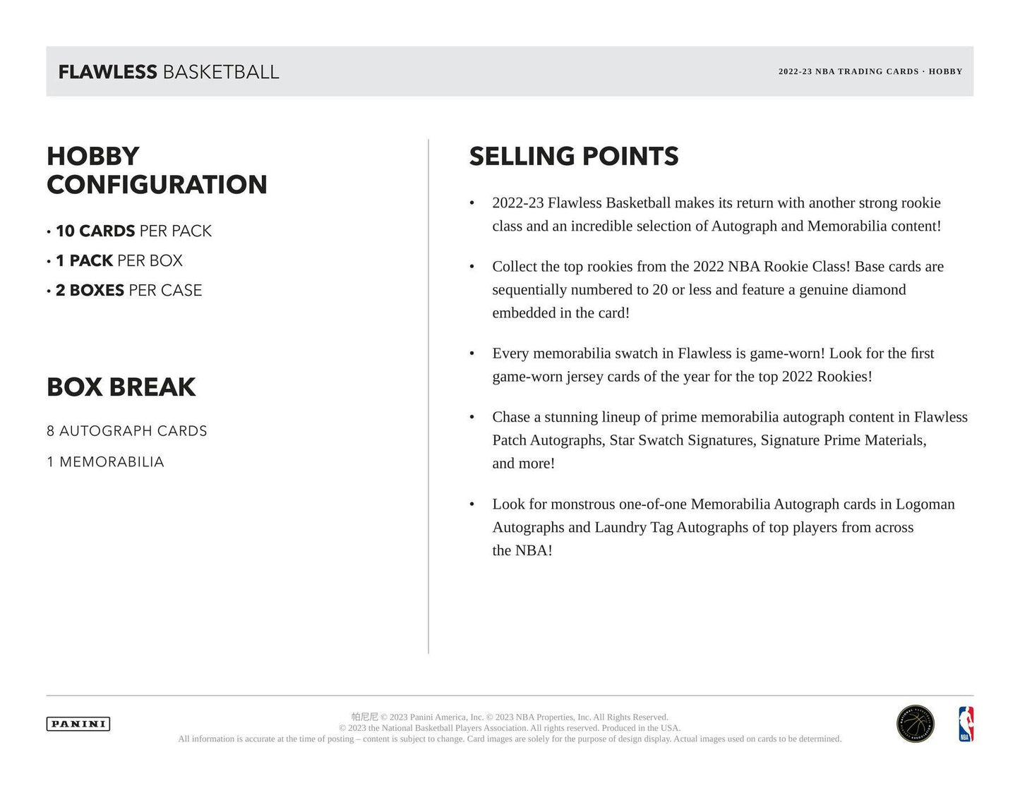 2022 - 23 Panini Flawless Basketball Hobby 2 - Box Case - Columbia Hobby - Sports Card Boxes - Toploaders - Card Savers