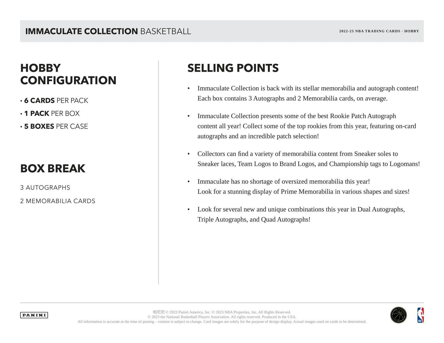 2022 - 23 Panini Immaculate Basketball Hobby - Columbia Hobby - Sports Card Boxes - Toploaders - Card Savers