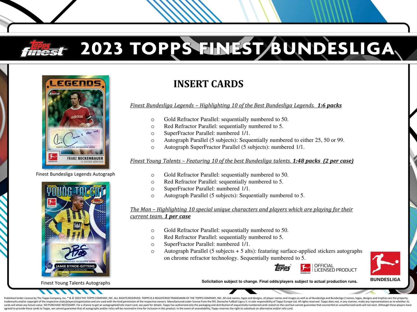 2022 - 23 Topps Finest Bundesliga Soccer Hobby Box - Columbia Hobby - Sports Card Boxes - Toploaders - Card Savers