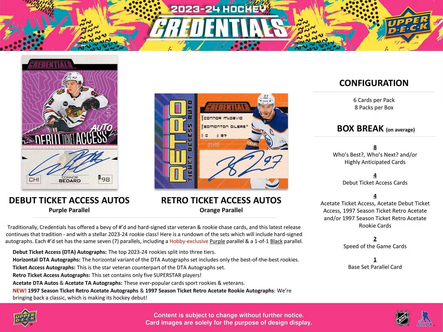 2023 - 24 Upper Deck Credentials Hockey Hobby Box - Columbia Hobby - Sports Card Boxes - Toploaders - Card Savers