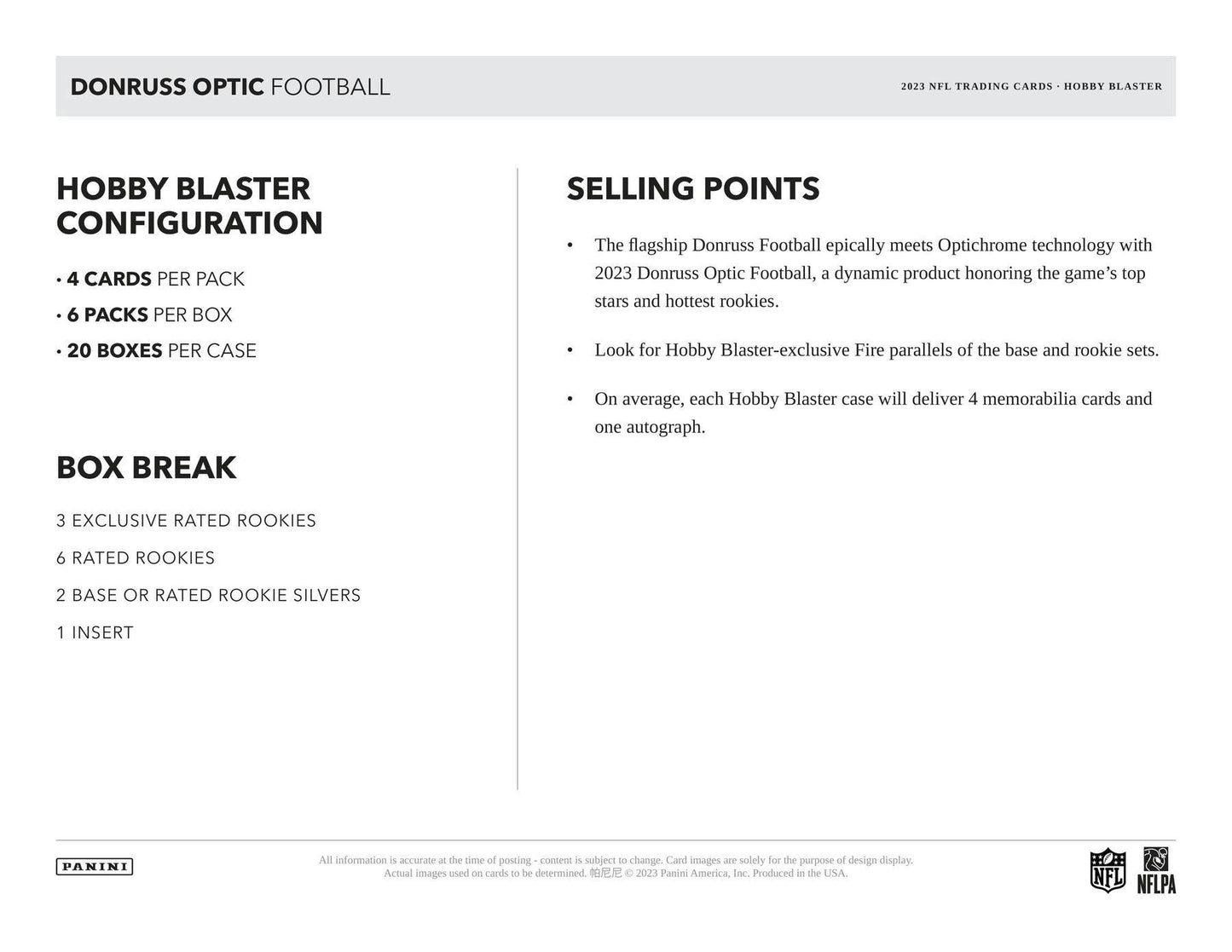 2023 Panini Donruss Optic Football 6 - Pack Hobby Blaster Box (Blue Scope Parallels) - Columbia Hobby - Sports Card Boxes - Toploaders - Card Savers