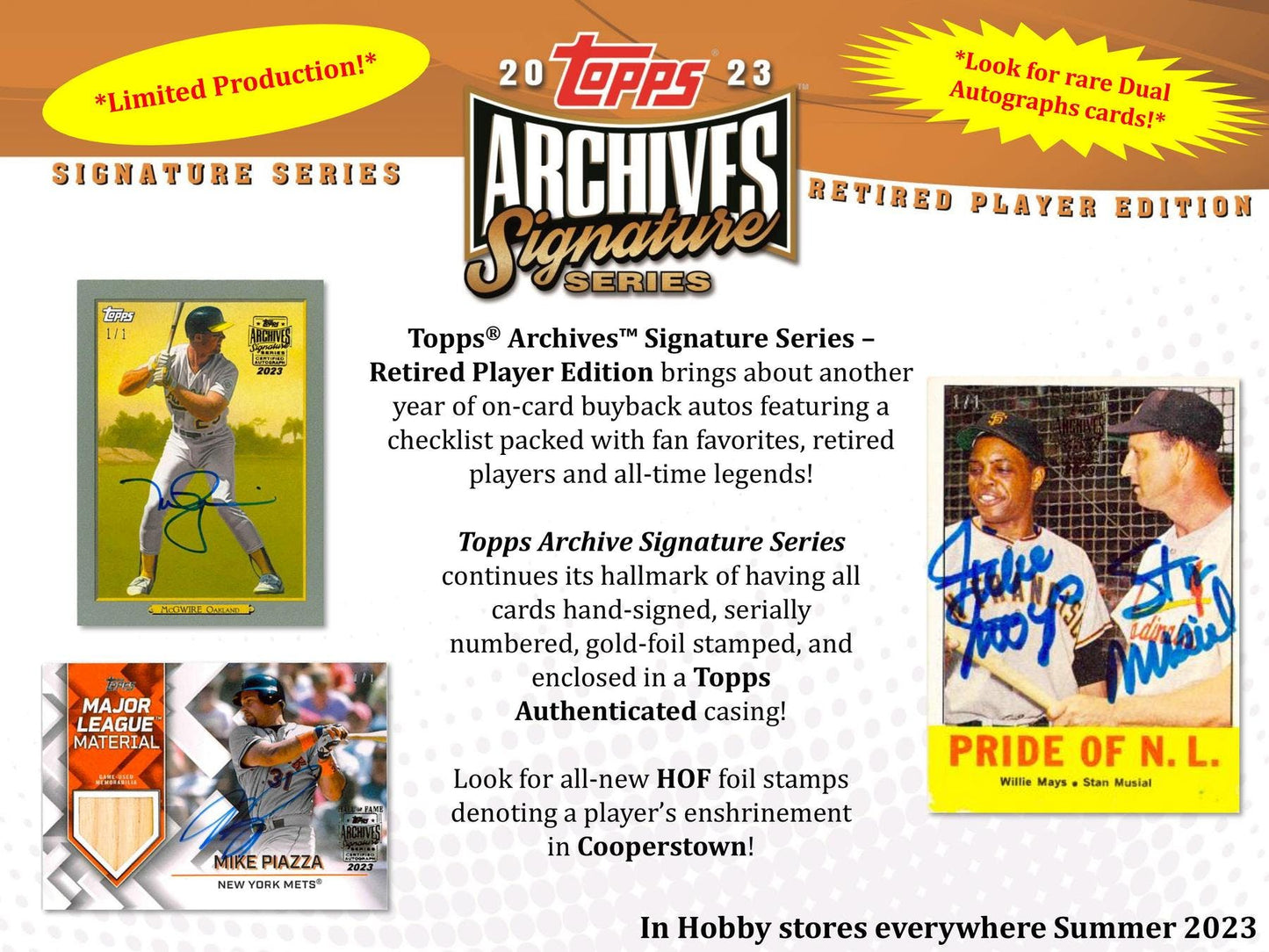 2023 Topps Archives Signature Series Retired Player Edition Baseball Hobby Box - Columbia Hobby - Sports Card Boxes - Toploaders - Card Savers
