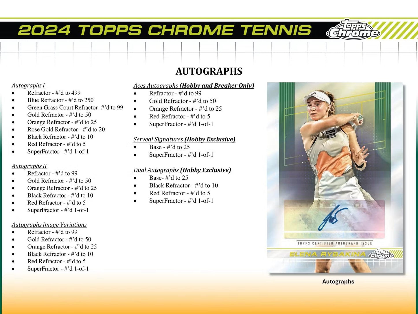 2024 Topps Chrome Tennis Breakers Delight - Columbia Hobby - Sports Card Boxes - Toploaders - Card Savers