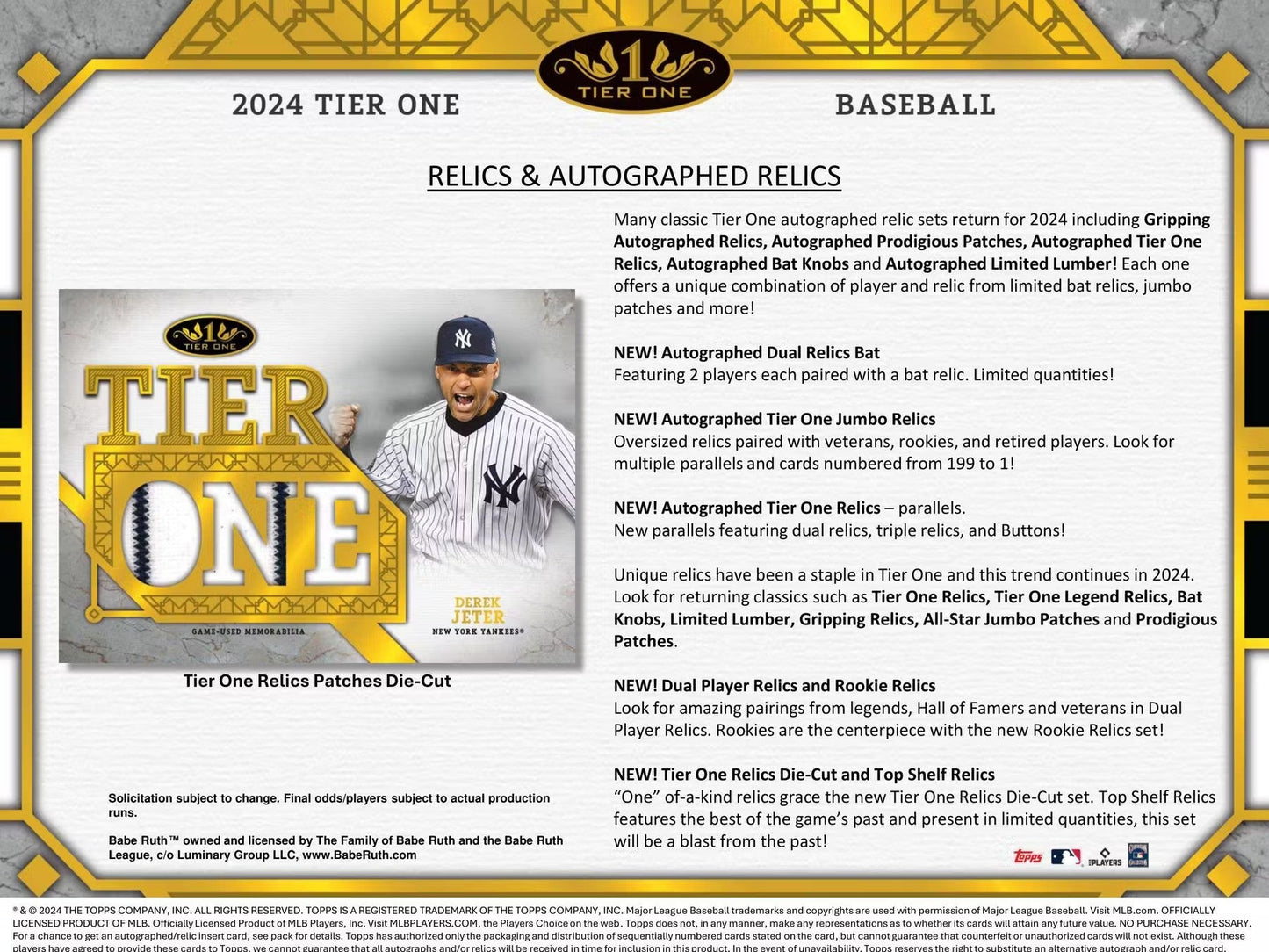 2024 Topps Tier One Baseball Hobby Box - Columbia Hobby - Sports Card Boxes - Toploaders - Card Savers