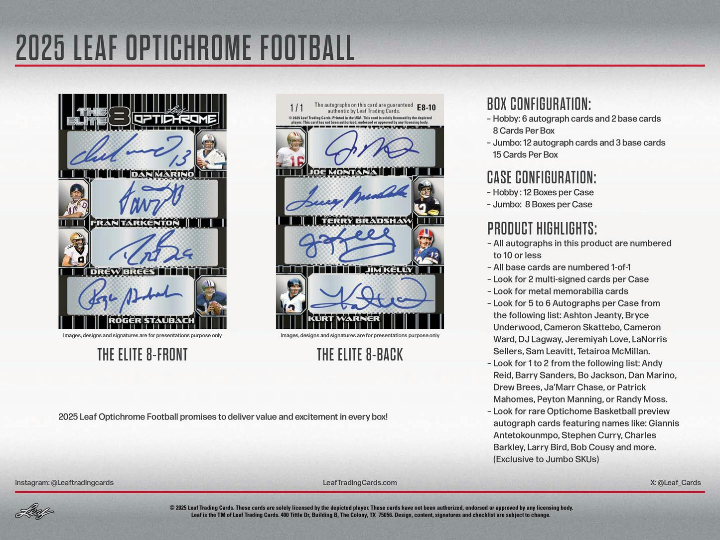 2025 Leaf Optichrome Football Hobby Jumbo Box | Columbia Sports Cards - Columbia Hobby - Sports Card Boxes - Toploaders - Card Savers