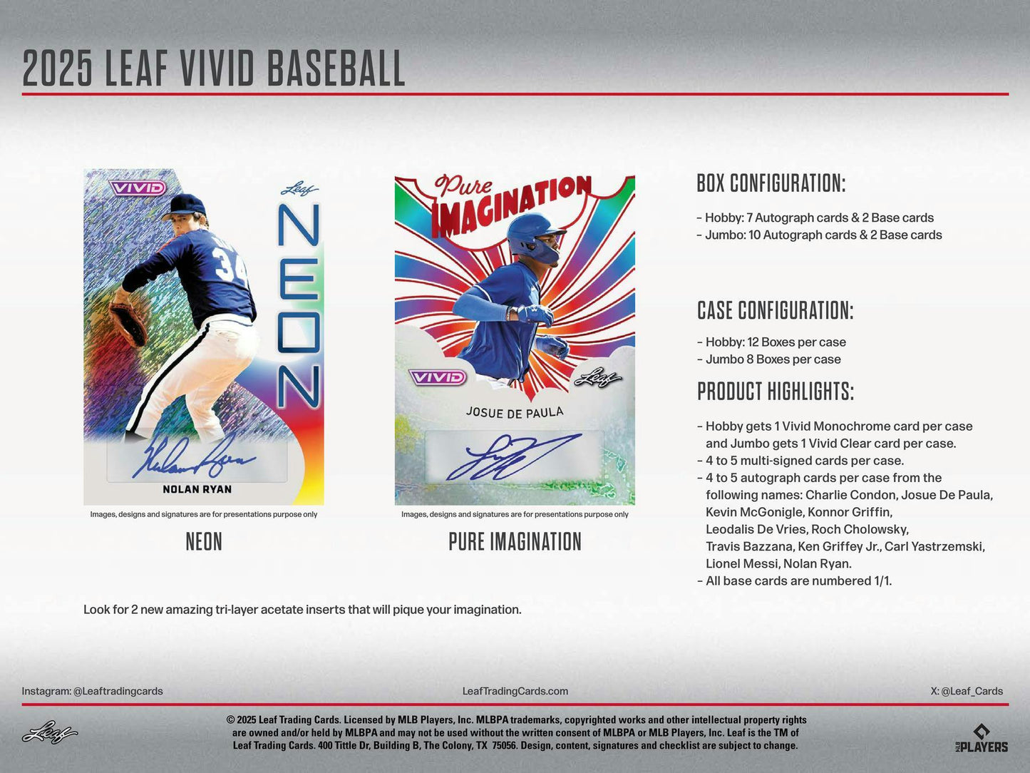 2025 Leaf Vivid Baseball Hobby Jumbo Box | Columbia Sports Cards - Columbia Hobby - Sports Card Boxes - Toploaders - Card Savers