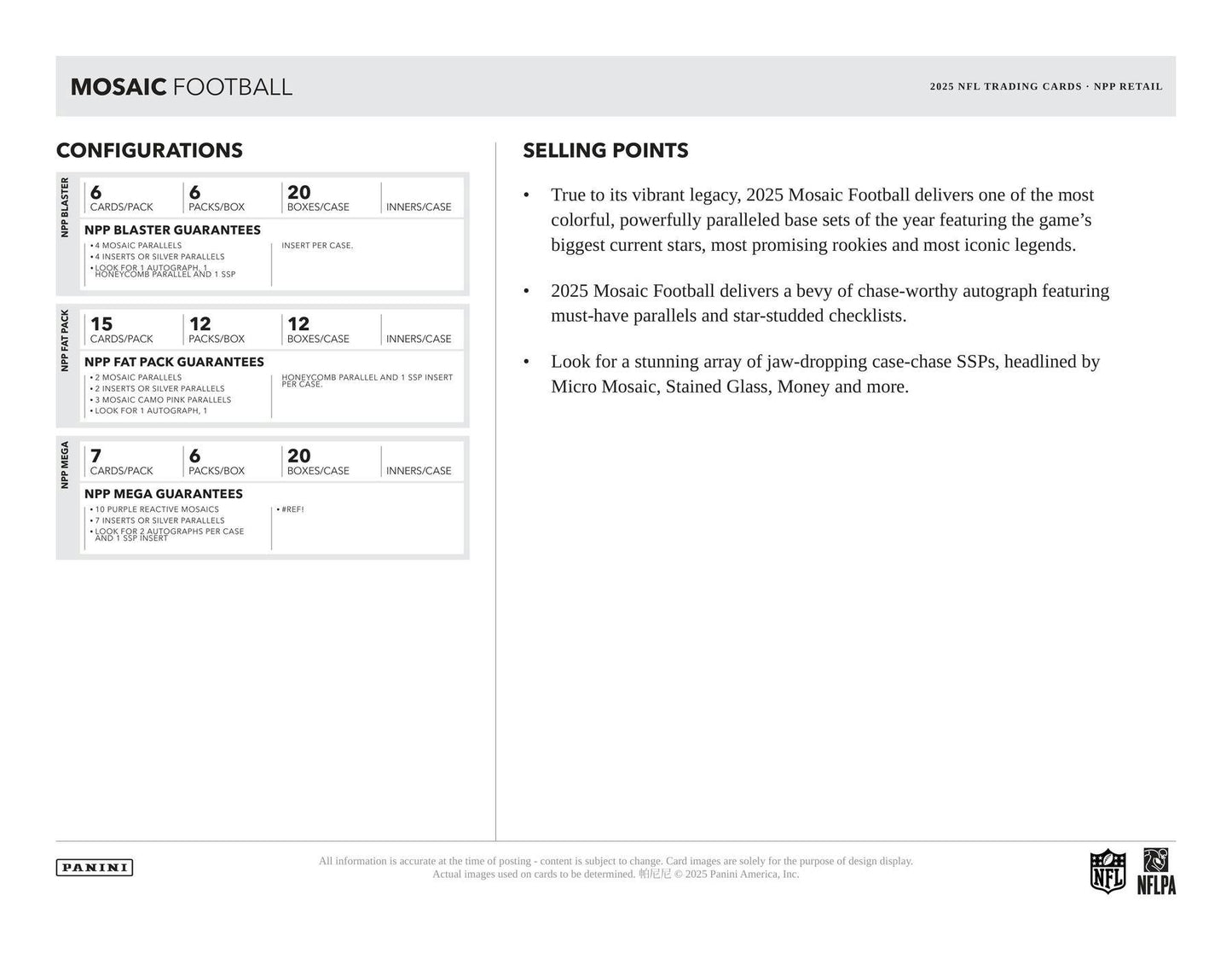 2025 Panini Mosaic Football Mega Box (Reactive Purple) | Columbia Sports Cards - Columbia Hobby - Sports Card Boxes - Toploaders - Card Savers
