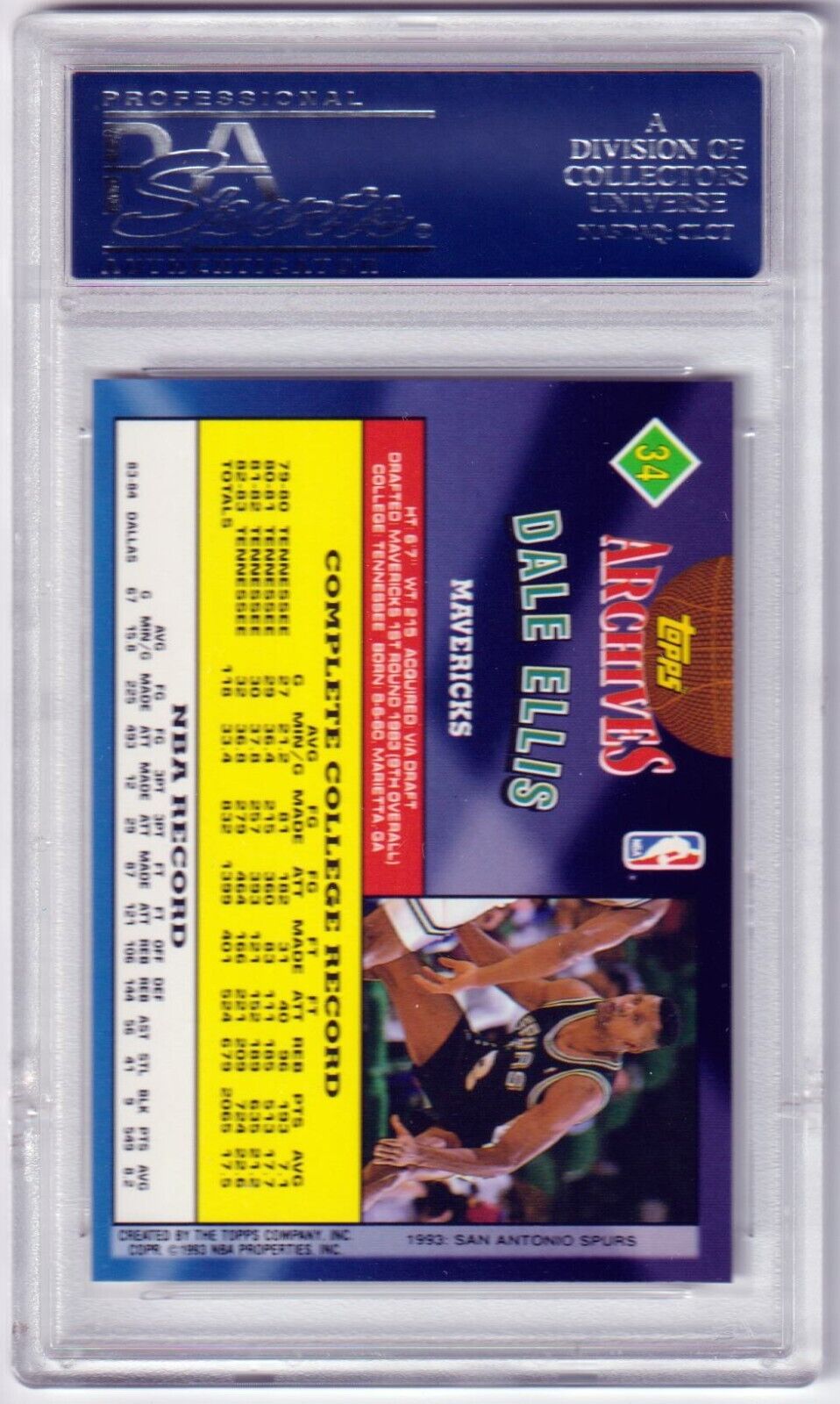 DALE ELLIS 1993 - 93 Topps Archives Gold #34 PSA 10 GEM MINT - MAVERICKS POP 1 - Columbia Hobby - Sports Card Boxes - Toploaders - Card Savers