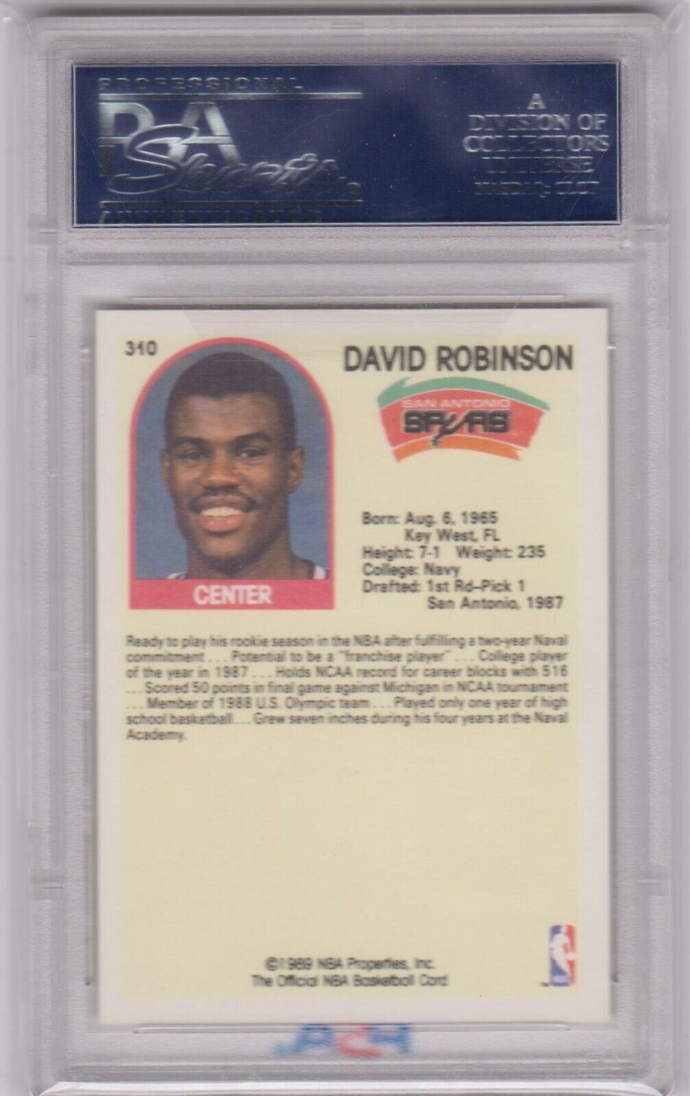 DAVID ROBINSON 1989 - 90 Hoops RC Rookie #310 PSA 10 GEM MINT - SPURS - Columbia Hobby - Sports Card Boxes - Toploaders - Card Savers