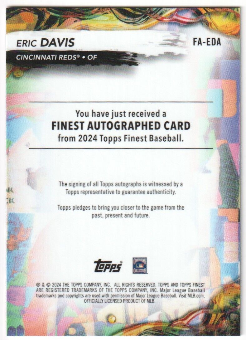 ERIC DAVIS 2024 Topps Finest Sky Blue Refractor Autograph Auto #/150 - Reds - Columbia Hobby - Sports Card Boxes - Toploaders - Card Savers