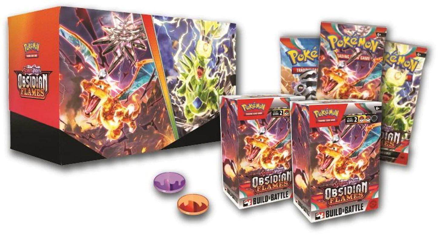 Pokémon Scarlet & Violet: Obsidian Flames Build & Battle Stadium Box - Columbia Hobby - Sports Card Boxes - Toploaders - Card Savers