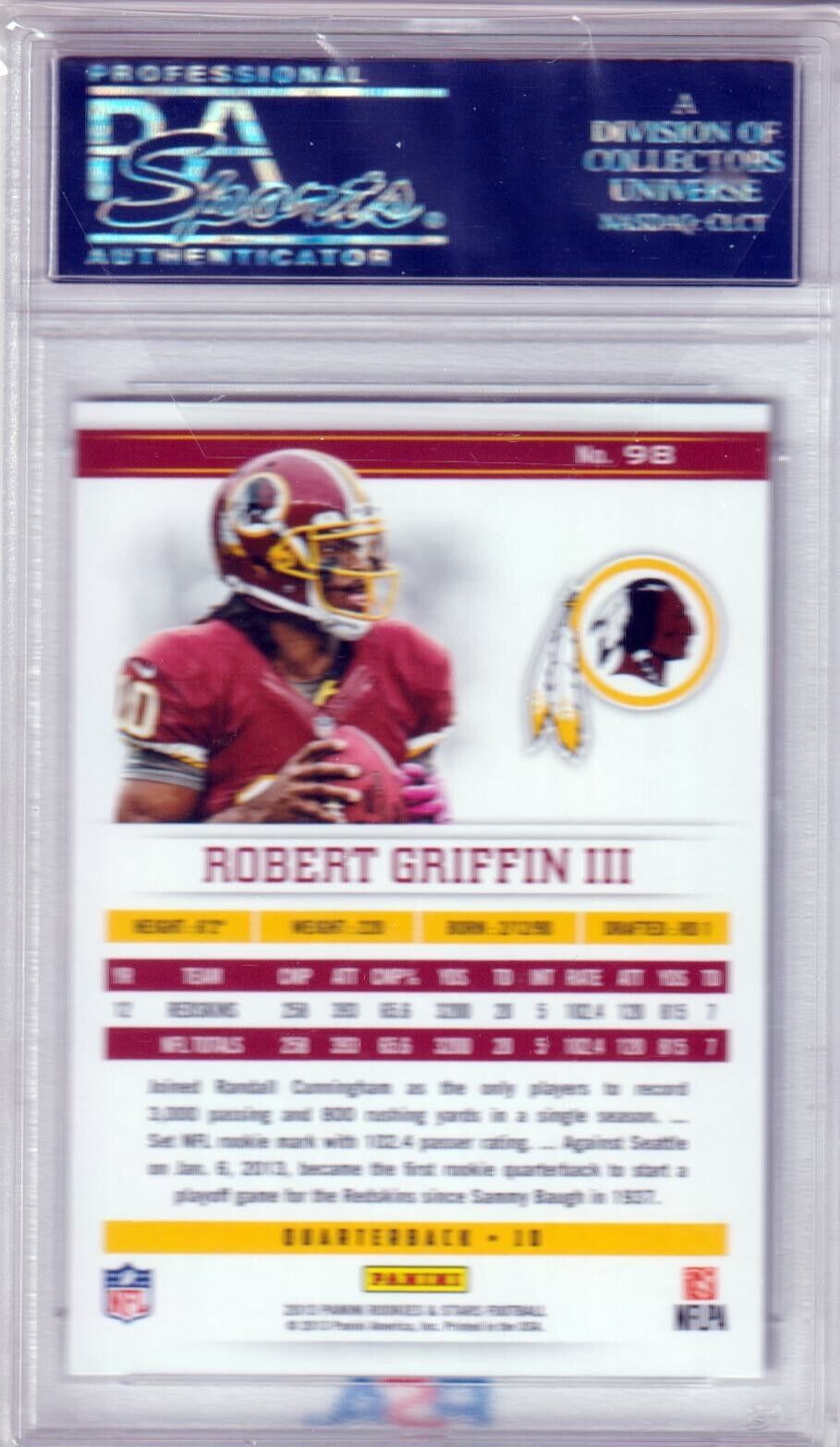 ROBERT GRIFFIN III 2013 Panini Rookies & Stars RC Rookie #98 PSA 10 - REDSKINS - Columbia Hobby - Sports Card Boxes - Toploaders - Card Savers