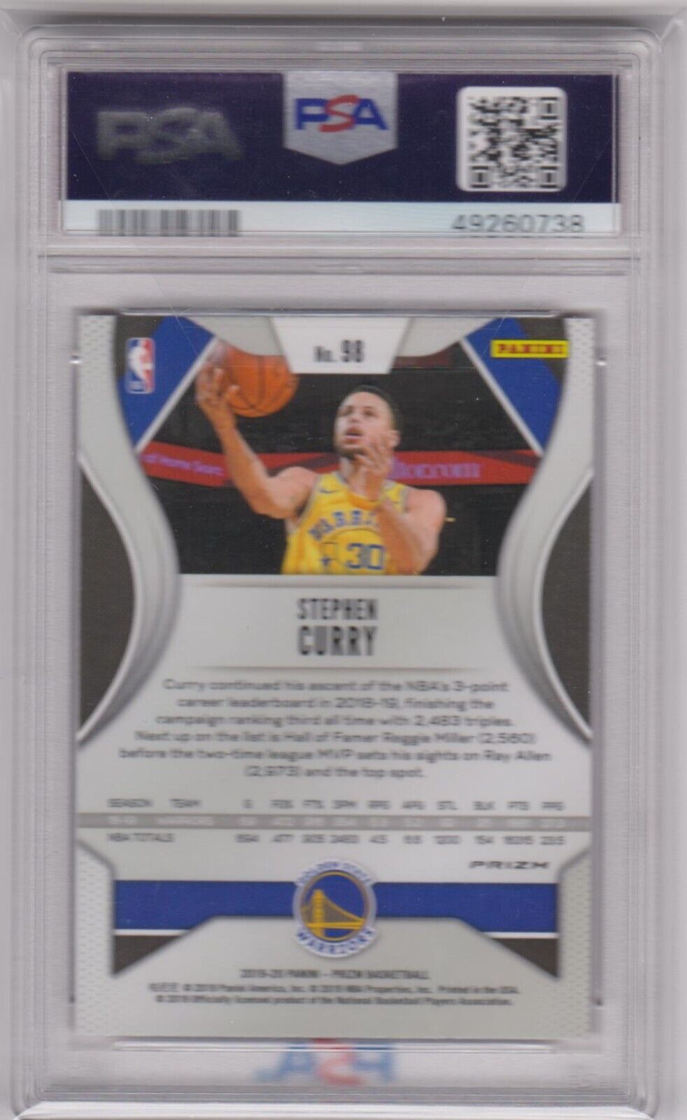 STEPHEN STEPH CURRY 2019 - 20 Panini Prizm Red Ice #98 PSA 9 MINT - WARRIORS - Columbia Hobby - Sports Card Boxes - Toploaders - Card Savers
