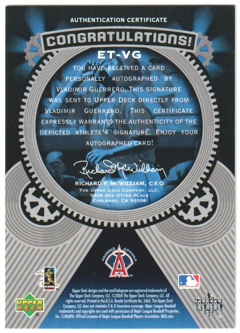 VLADIMIR GUERRERO 2004 Upper Deck Etchings Autograph Auto #/50 - ANGELS - Columbia Hobby - Sports Card Boxes - Toploaders - Card Savers