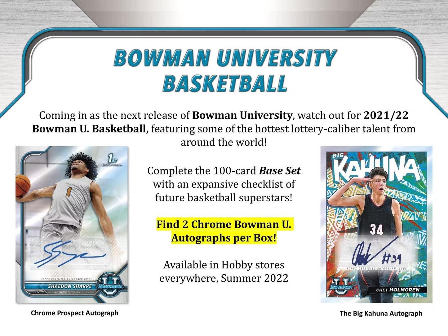 2021 - 22 Bowman University Basketball Hobby Box - Columbia Hobby - Sports Card Boxes - Toploaders - Card Savers