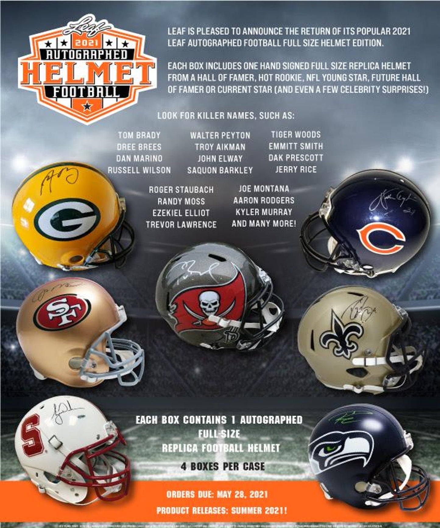 2021 Leaf Autographed Full Sized Helmet Football Box - Columbia Hobby - Sports Card Boxes - Toploaders - Card Savers
