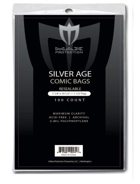 1000ct Case Silver Comic Bags - Resealable - 7 - 1/8x10 - 1/2 - Columbia Hobby - Sports Card Boxes - Toploaders - Card Savers