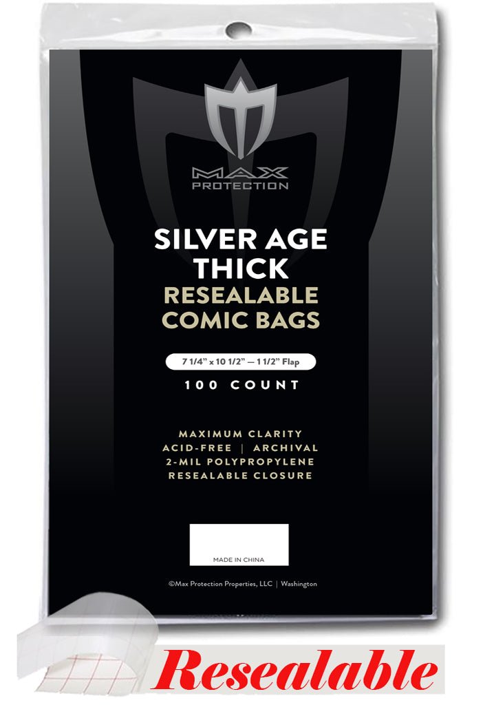 1000ct Case Silver / Regular Resealable Thick Comic Bags - 7 - 1/4x10 - 1/2 - Columbia Hobby - Sports Card Boxes - Toploaders - Card Savers