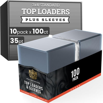 1000ct Case Ultra Max Pro 35pt Trading Card Toploaders plus Soft Sleeves | Crystal Clear Holders - Columbia Hobby - Sports Card Boxes - Toploaders - Card Savers