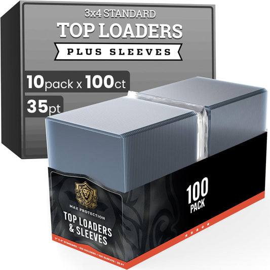 1000ct Case Ultra Max Pro 35pt Trading Card Toploaders plus Soft Sleeves | Crystal Clear Holders - Columbia Hobby - Sports Card Boxes - Toploaders - Card Savers