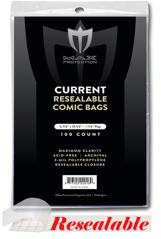 100ct Pack Current / Modern Resealable Comic Bags - 6 7/8 x 10 1/2 - Columbia Hobby - Sports Card Boxes - Toploaders - Card Savers