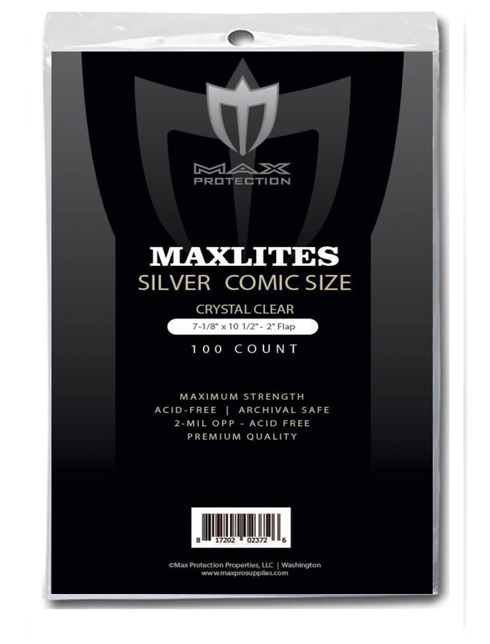 100ct Pack Maxlites 2 Silver Age Comic Bags - 7 - 1/8x10 - 1/2" - Columbia Hobby - Sports Card Boxes - Toploaders - Card Savers