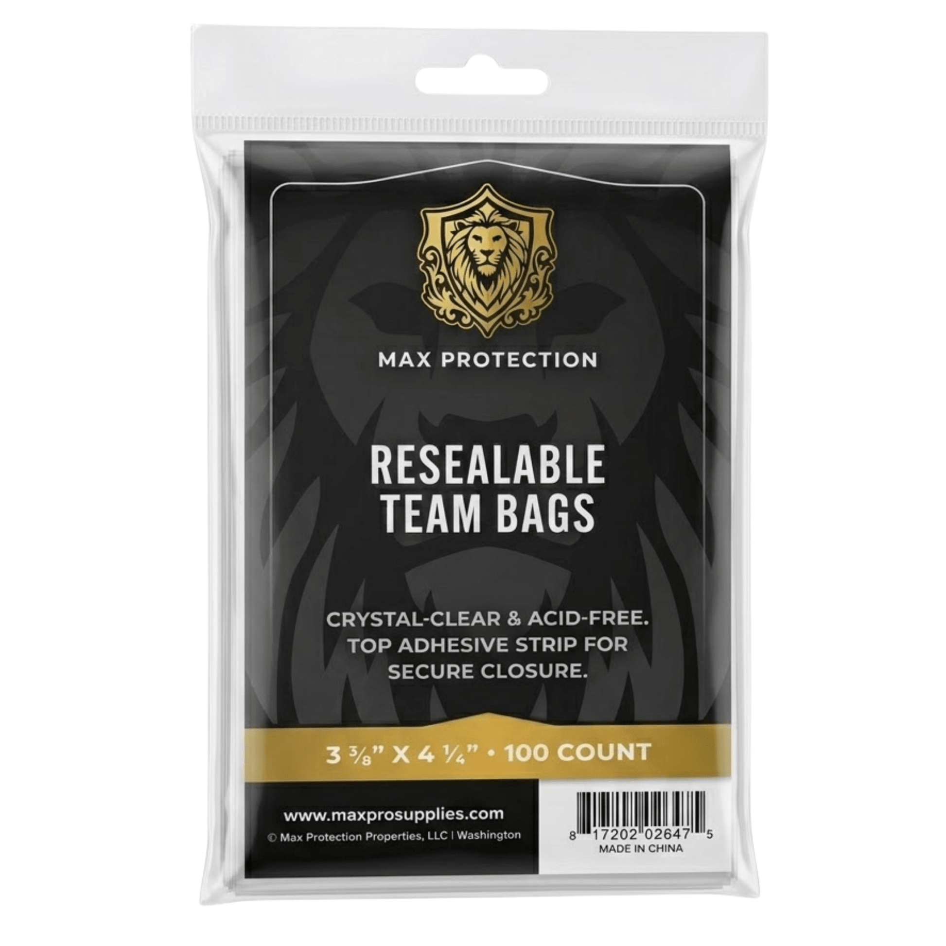 100ct Pack Resealable Team Bags / Sleeves - Max Protection - Columbia Hobby - Sports Card Boxes - Toploaders - Card Savers