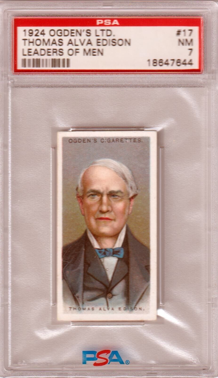 1924 Ogden's LTD Thomas Edison Leaders of Men #17 Graded PSA 7 NM - Columbia Hobby - Sports Card Boxes - Toploaders - Card Savers
