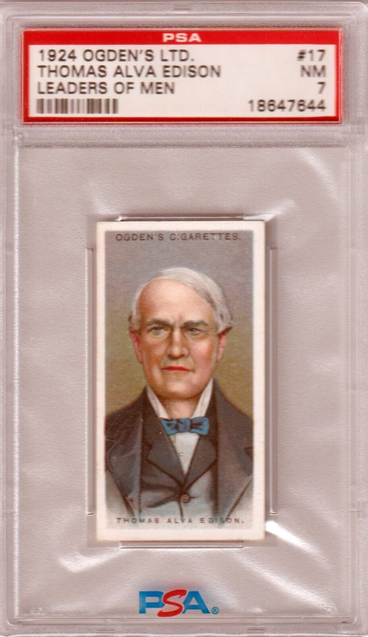 1924 Ogden's LTD Thomas Edison Leaders of Men #17 Graded PSA 7 NM - Columbia Hobby - Sports Card Boxes - Toploaders - Card Savers