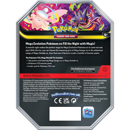 Pokemon Mega Moonlit Tin | Columbia Sports Cards | Columbia Hobby - Sports Card Boxes - Toploaders - Card Savers.