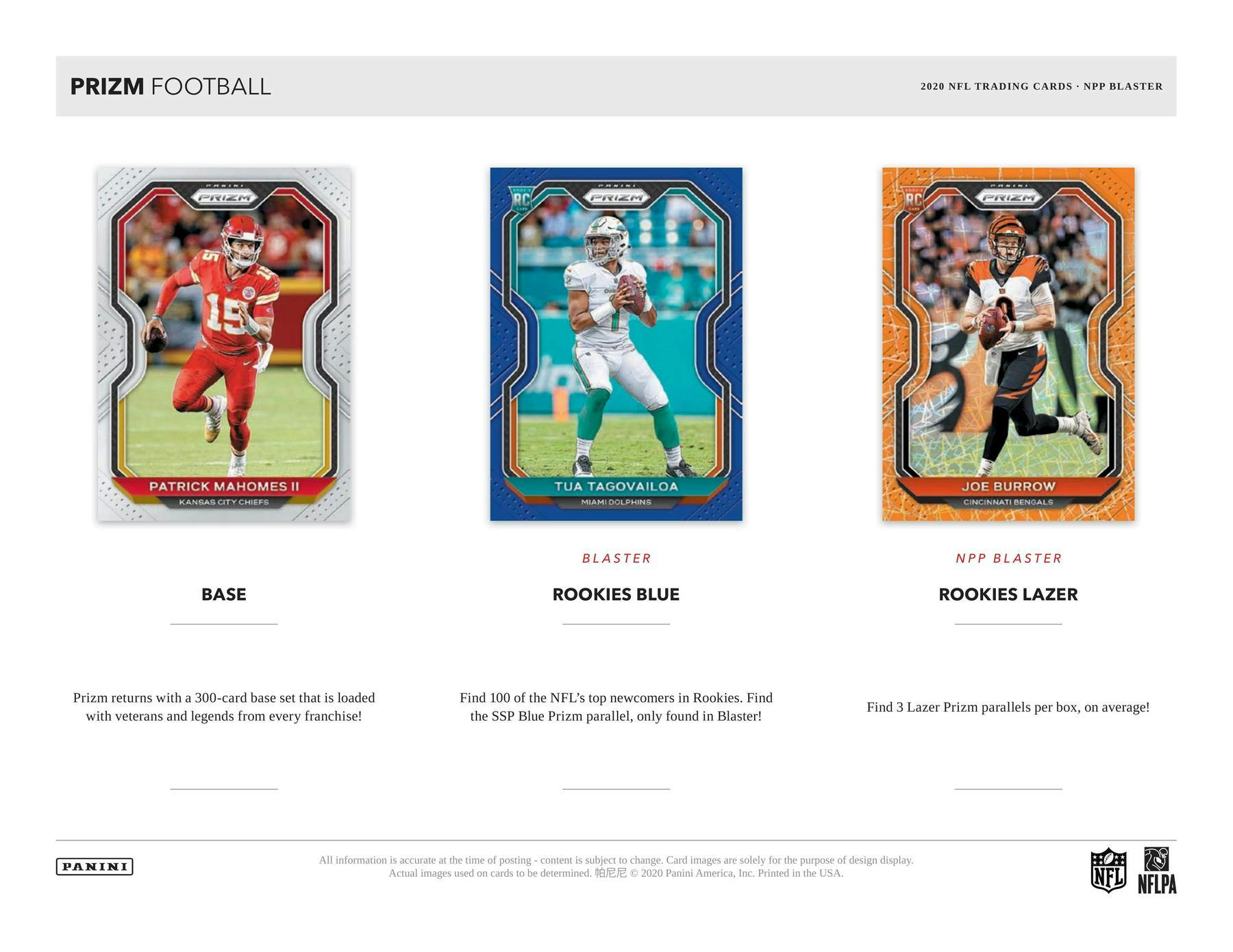 2020 Panini Prizm Football 6 - Pack Blaster Box (Lazer Prizms) - Columbia Hobby - Sports Card Boxes - Toploaders - Card Savers