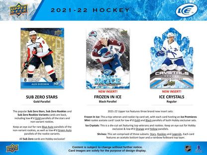 2021 - 22 Upper Deck Ice Hockey Hobby Box - Columbia Hobby - Sports Card Boxes - Toploaders - Card Savers