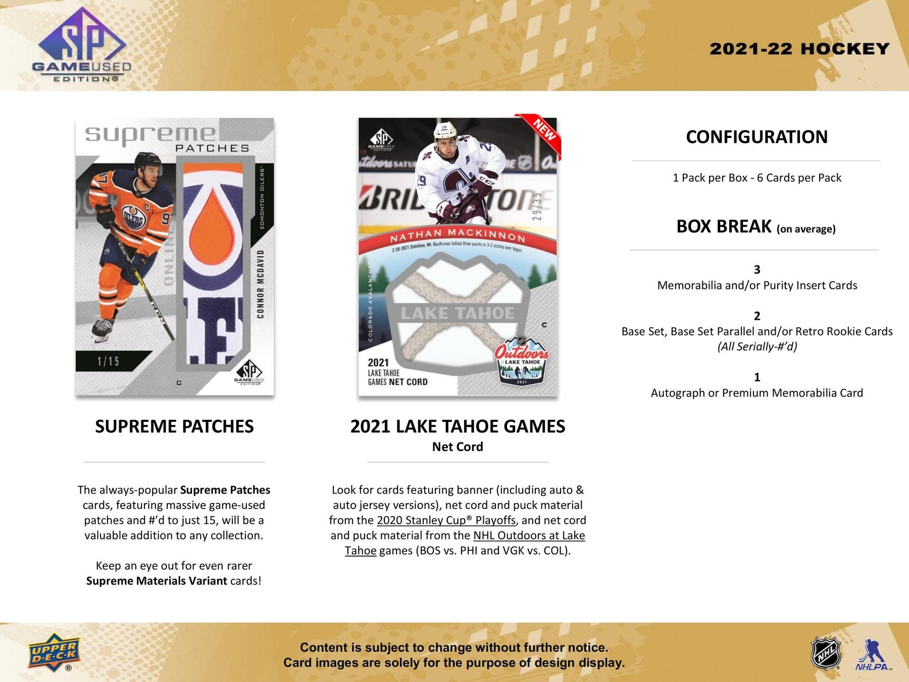 2021 - 22 Upper Deck SP Game Used Hockey Hobby Box - Columbia Hobby - Sports Card Boxes - Toploaders - Card Savers