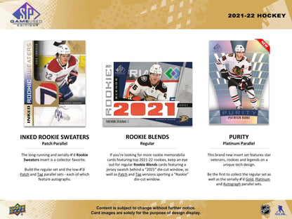 2021 - 22 Upper Deck SP Game Used Hockey Hobby Box - Columbia Hobby - Sports Card Boxes - Toploaders - Card Savers