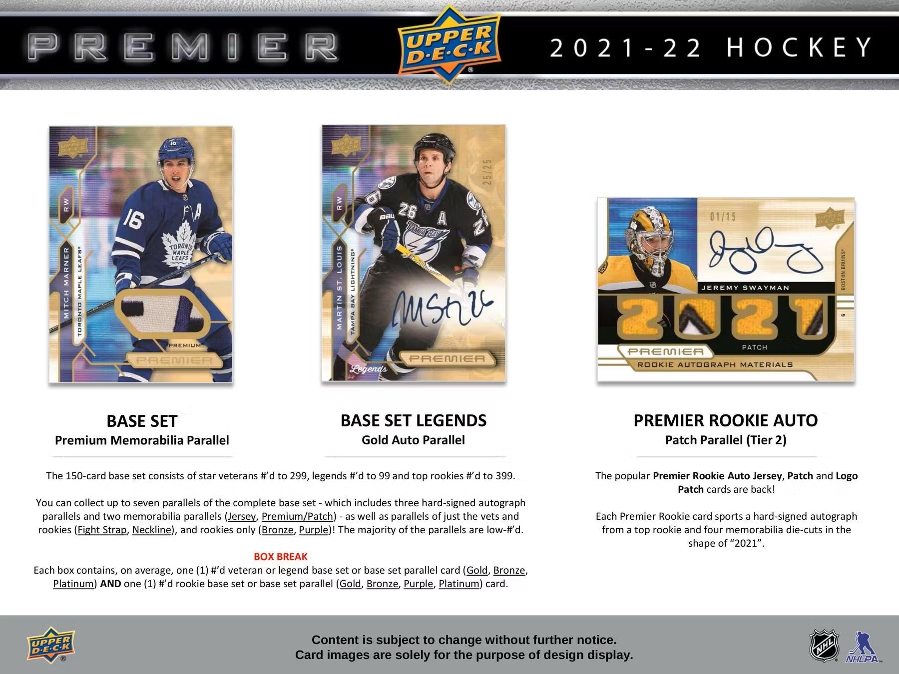 2021/22 Upper Deck Premier Hockey Hobby Box - Columbia Hobby - Sports Card Boxes - Toploaders - Card Savers