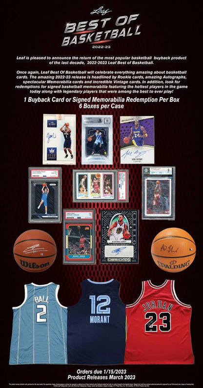 2022 - 23 Leaf Best Of Basketball Hobby Box - Columbia Hobby - Sports Card Boxes - Toploaders - Card Savers