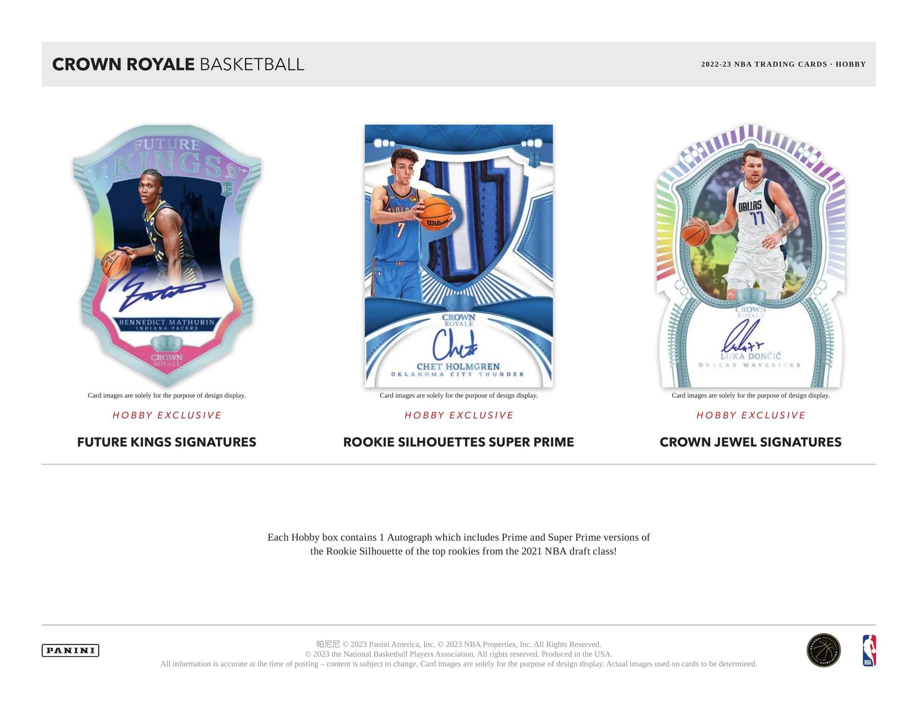 2022 - 23 Panini Crown Royale Basketball Hobby Box - Columbia Hobby - Sports Card Boxes - Toploaders - Card Savers