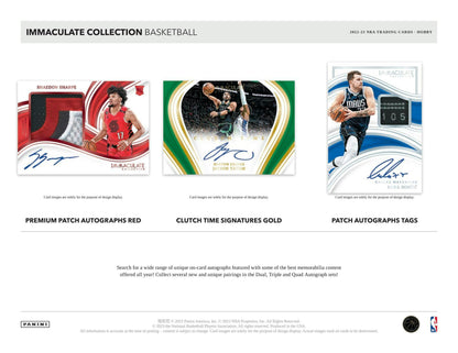 2022 - 23 Panini Immaculate Basketball Hobby - Columbia Hobby - Sports Card Boxes - Toploaders - Card Savers