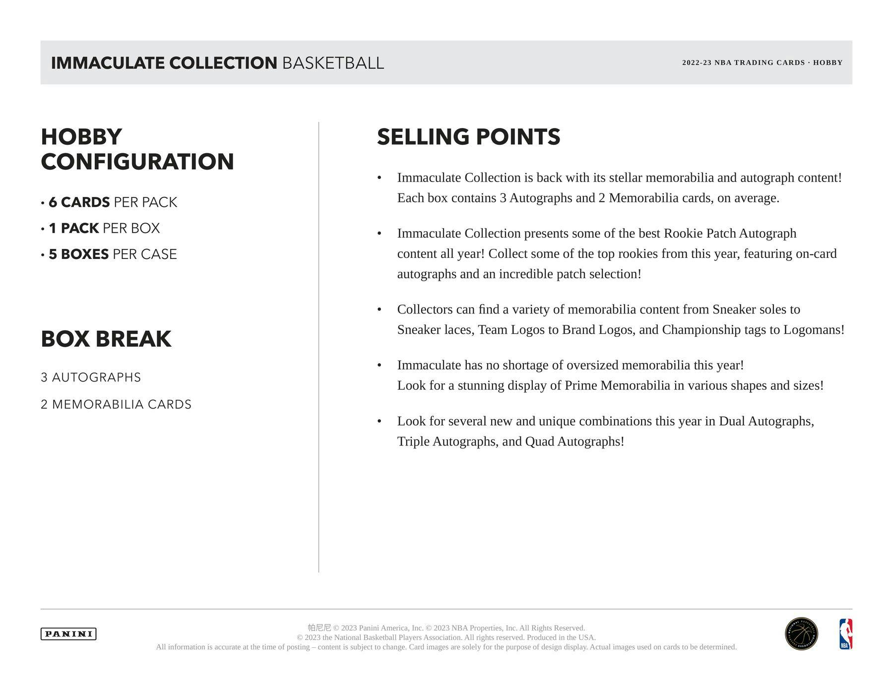 2022 - 23 Panini Immaculate Basketball Hobby - Columbia Hobby - Sports Card Boxes - Toploaders - Card Savers