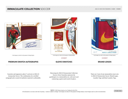 2022 - 23 Panini Immaculate Soccer Hobby Box - Columbia Hobby - Sports Card Boxes - Toploaders - Card Savers