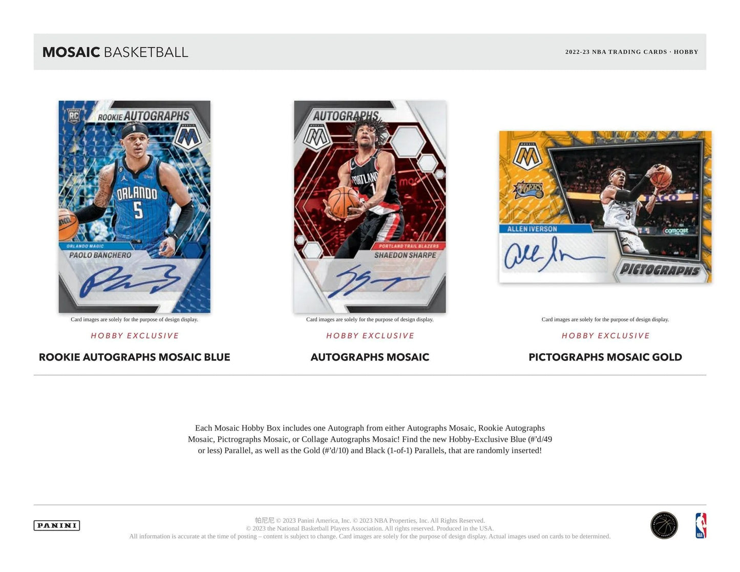 2022 - 23 Panini Mosaic Basketball Hobby Box - Columbia Hobby - Sports Card Boxes - Toploaders - Card Savers
