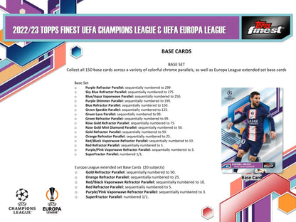 2022 - 23 Topps Finest UEFA Club Competitions Soccer Hobby Box - Columbia Hobby - Sports Card Boxes - Toploaders - Card Savers