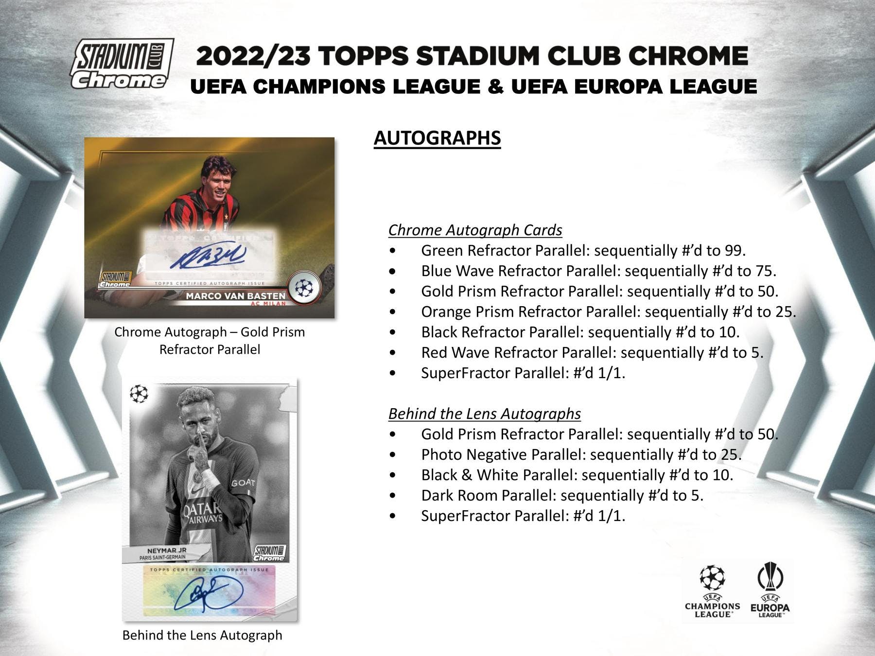2022 - 23 Topps Stadium Club Chrome UEFA Club Competitions Soccer Hobby Box - Columbia Hobby - Sports Card Boxes - Toploaders - Card Savers