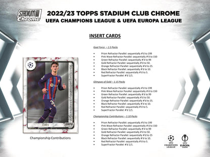 2022 - 23 Topps Stadium Club Chrome UEFA Club Competitions Soccer Hobby Box - Columbia Hobby - Sports Card Boxes - Toploaders - Card Savers