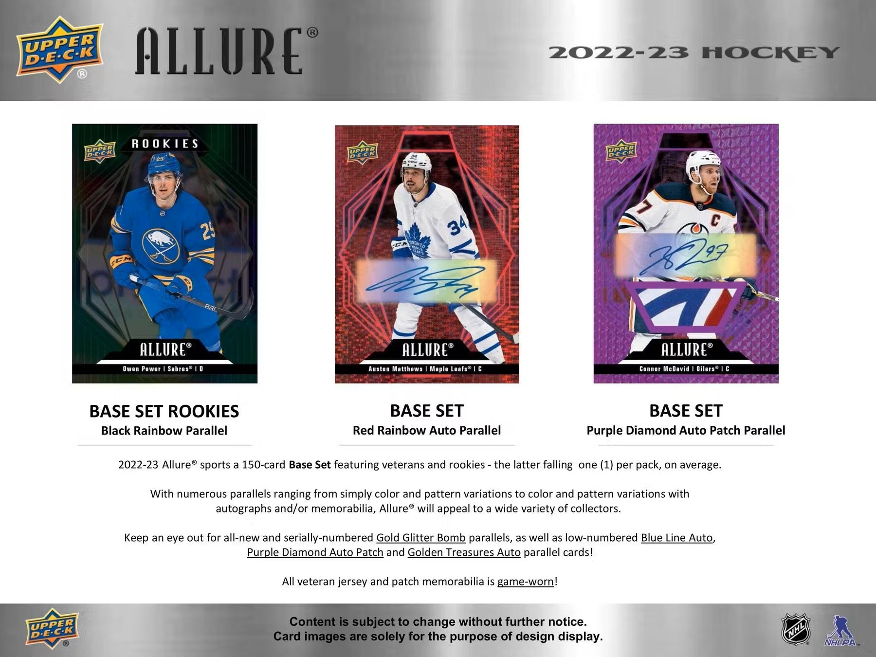 2022 - 23 Upper Deck Allure Hockey Hobby Box - Columbia Hobby - Sports Card Boxes - Toploaders - Card Savers