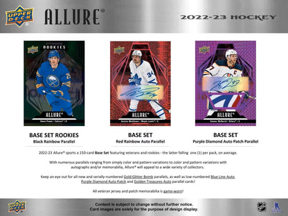 2022 - 23 Upper Deck Allure Hockey Hobby Box - Columbia Hobby - Sports Card Boxes - Toploaders - Card Savers