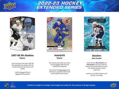 2022 - 23 Upper Deck Extended Series Hockey Hobby Box - Columbia Hobby - Sports Card Boxes - Toploaders - Card Savers