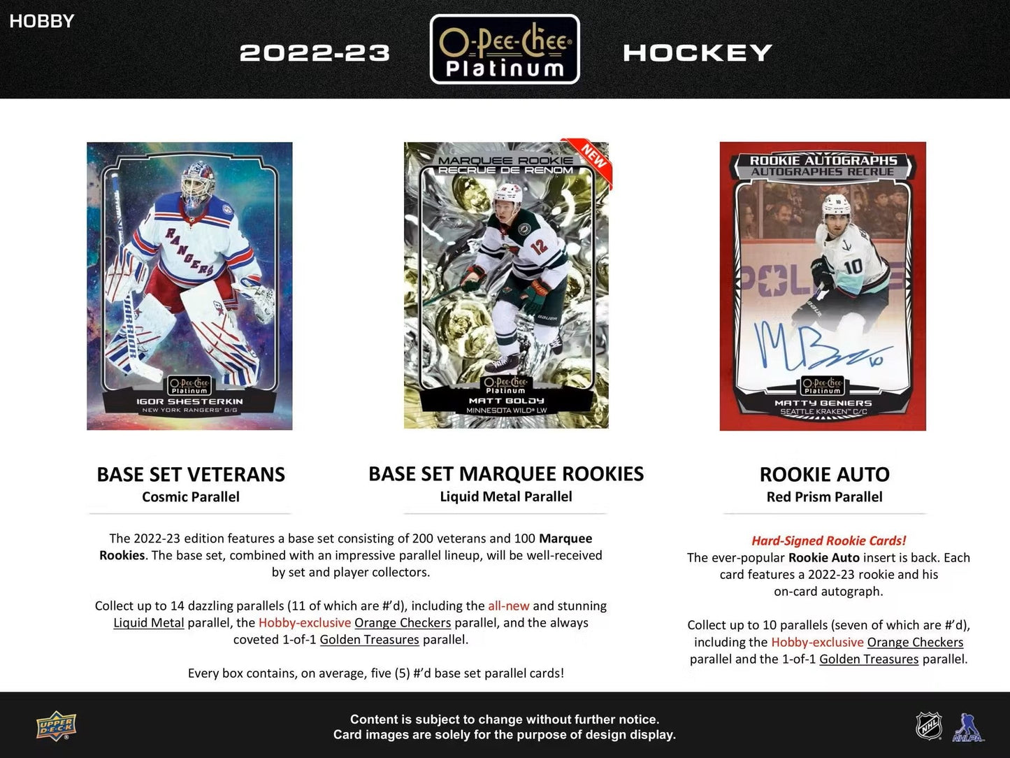 2022 - 23 Upper Deck O - Pee - Chee Platinum Hockey Hobby Box - Columbia Hobby - Sports Card Boxes - Toploaders - Card Savers
