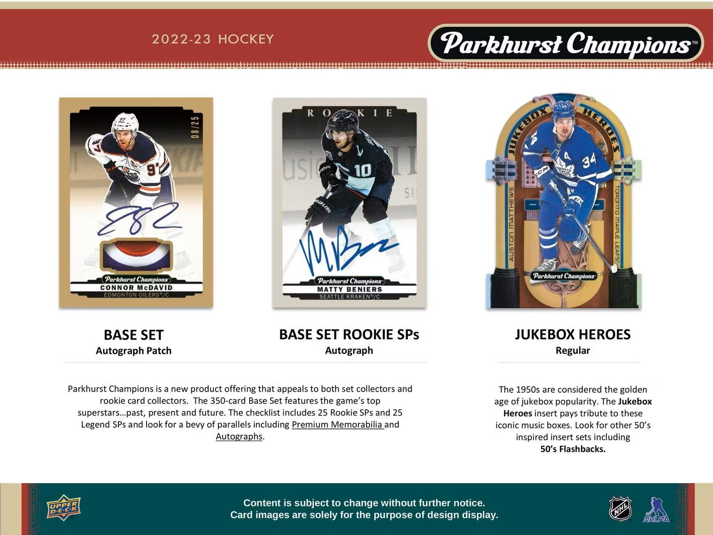 2022 - 23 Upper Deck Parkhurst Champions Hockey Hobby Box - Columbia Hobby - Sports Card Boxes - Toploaders - Card Savers